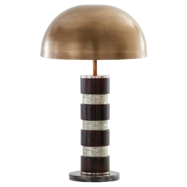 Black Marble Base Lamp with Antiqued Brass Shade