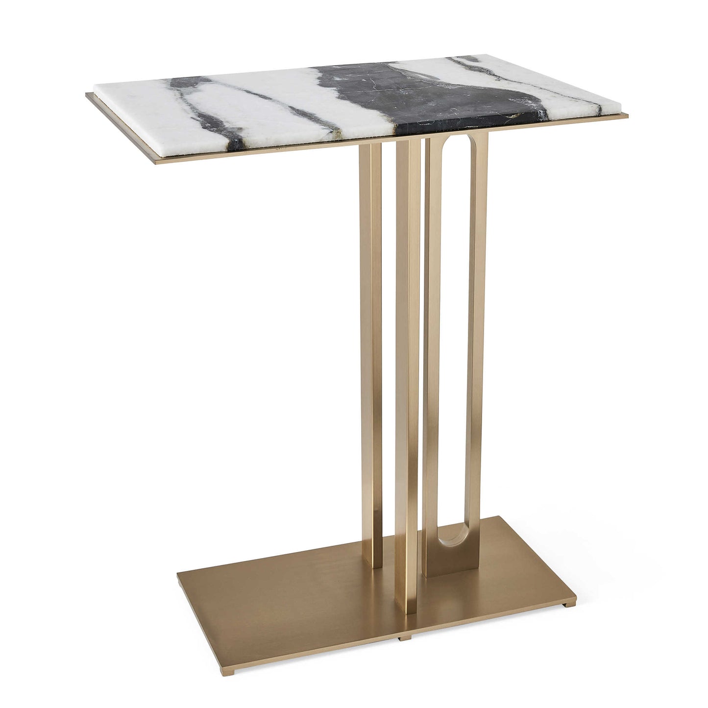 Marble and Rich Brass Metal Accent Table