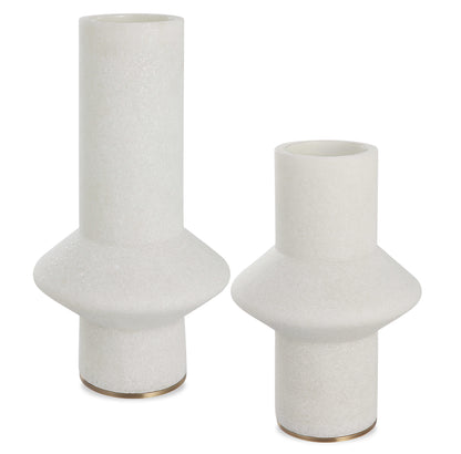 Faux Ivory Vases, Set of 2